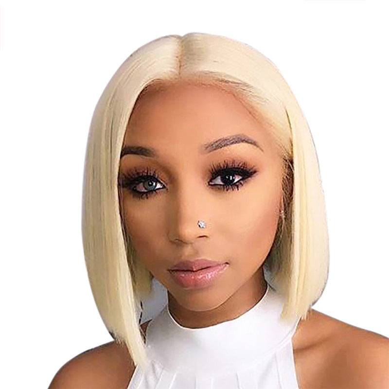 Blond short straight wig Brazilian hair exclusive texture