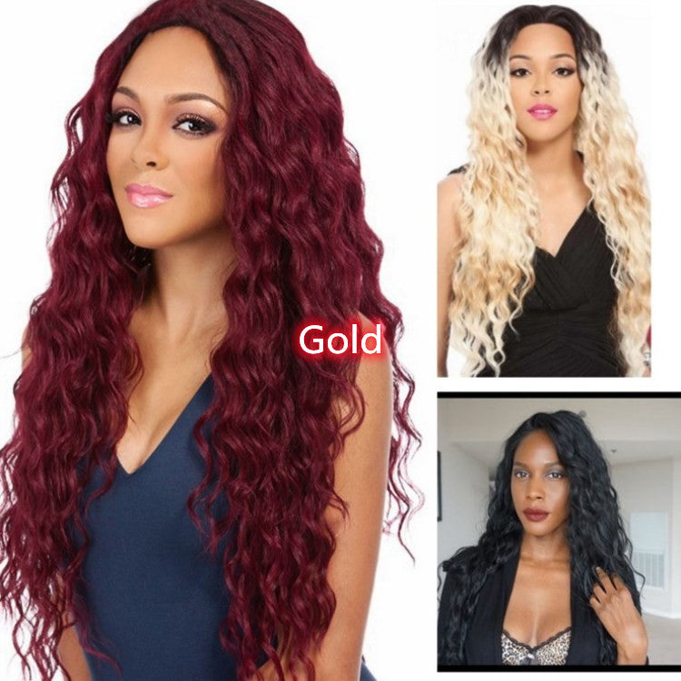 Wig Wine Red Corn Whisker Wig Black Small Curls real hair