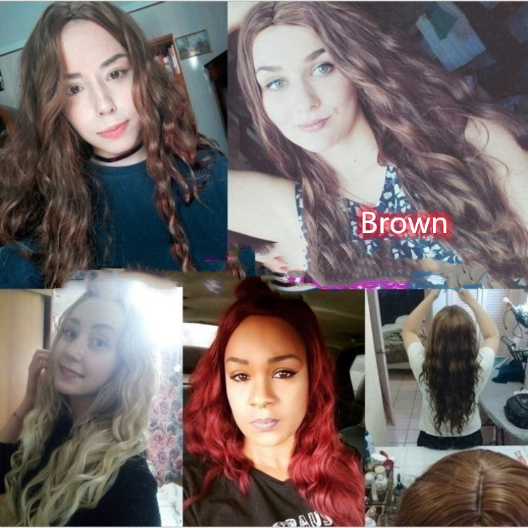 Wig Wine Red Corn Whisker Wig Black Small Curls real hair