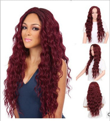 Wig Wine Red Corn Whisker Wig Black Small Curls real hair