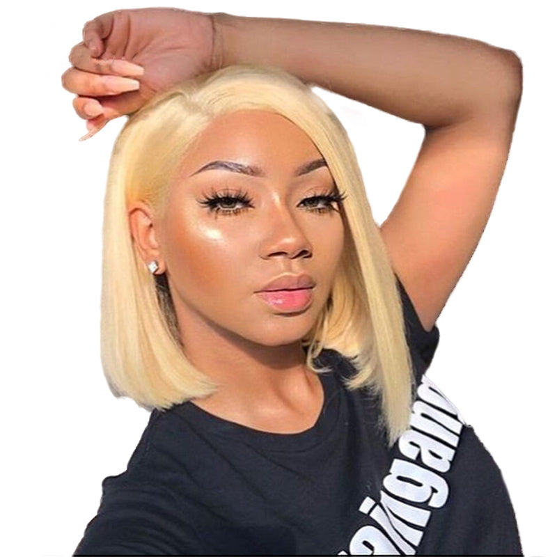 Blond short straight wig Brazilian hair exclusive texture