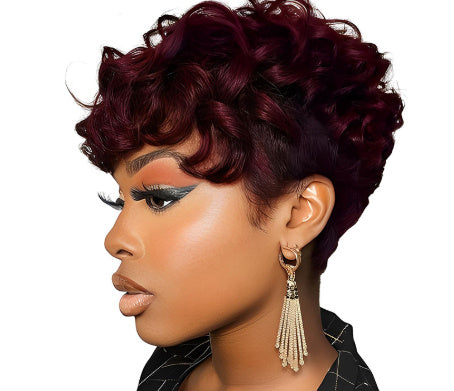 Wig Short Curly Layered Shorts Wig(real hair)
