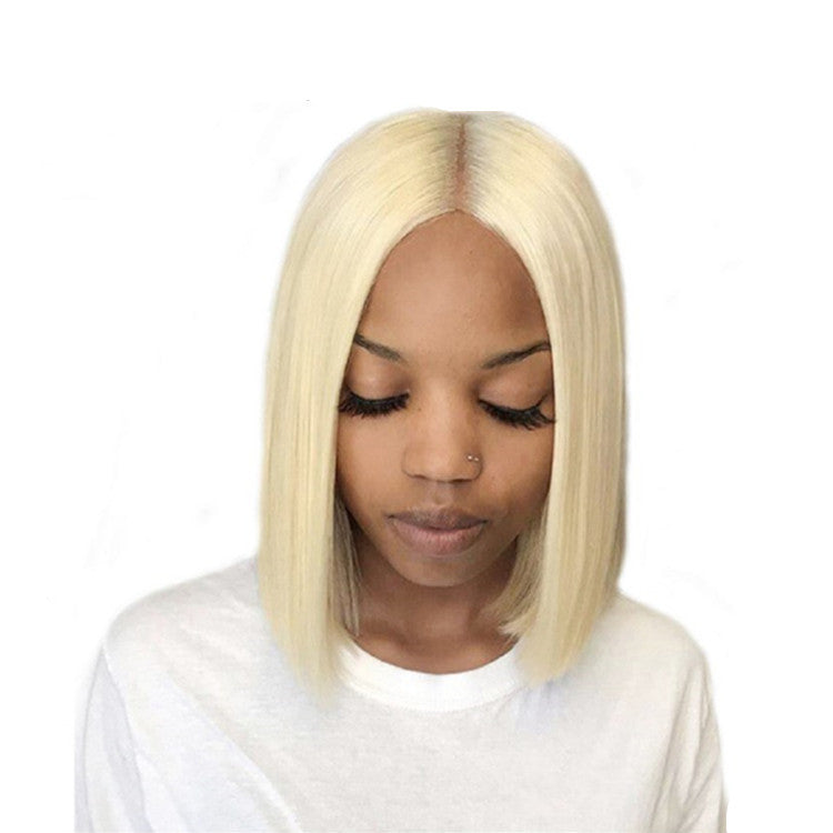 Blond short straight wig Brazilian hair exclusive texture