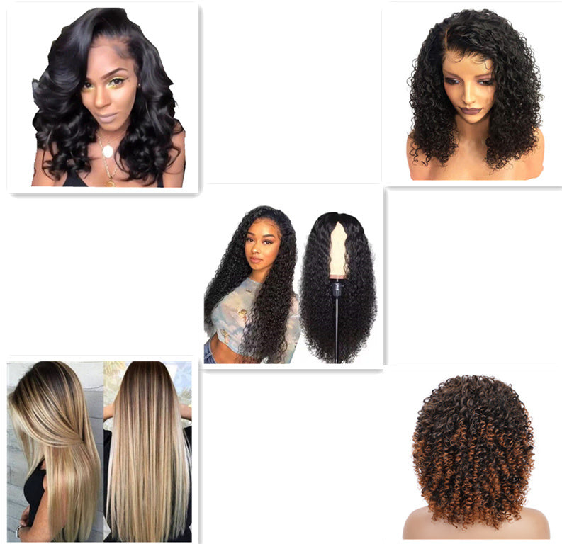 Front Lace Long Curly Hair European Wig Headgear