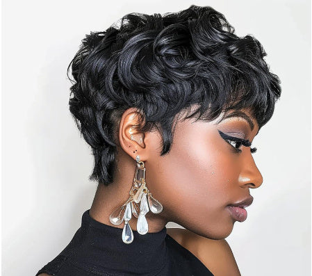 Wig Short Curly Layered Shorts Wig(real hair)