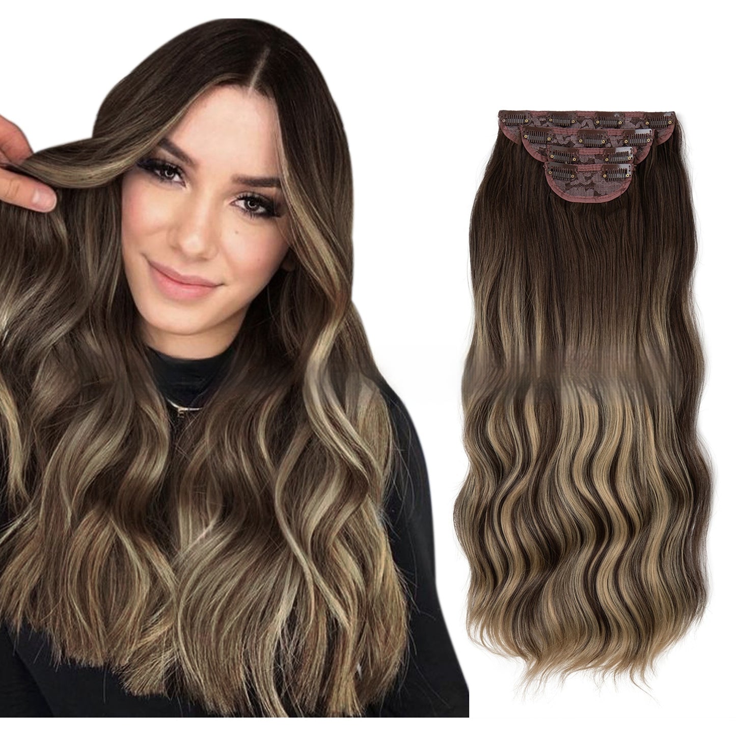 High-temperature Fiber Wig Women's Wig Set Four-piece [Set Real hair]