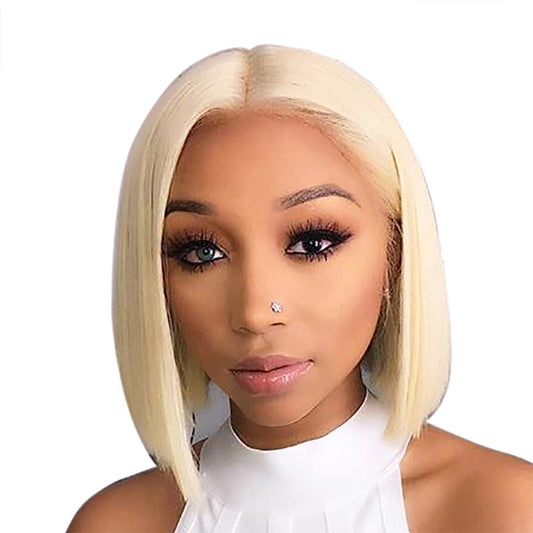 Blond short straight wig Brazilian hair exclusive texture