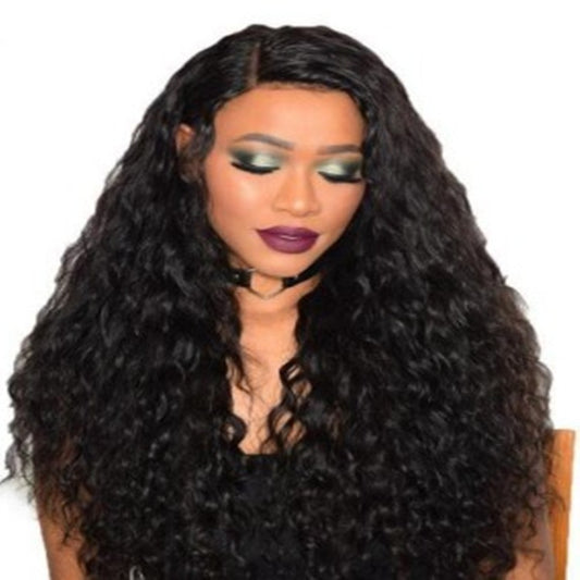 Wig Wine Red Corn Whisker Wig Black Small Curls real hair