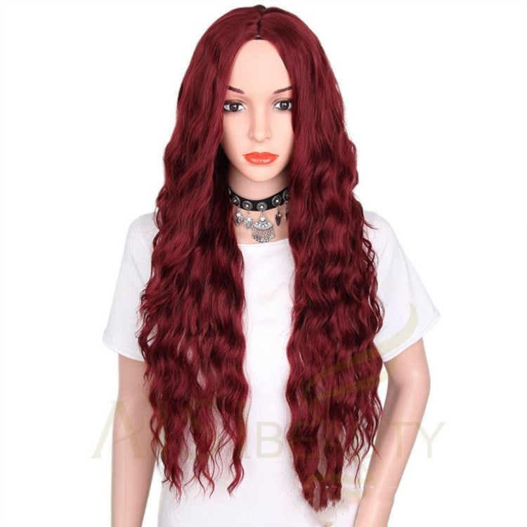 Wig Wine Red Corn Whisker Wig Black Small Curls real hair