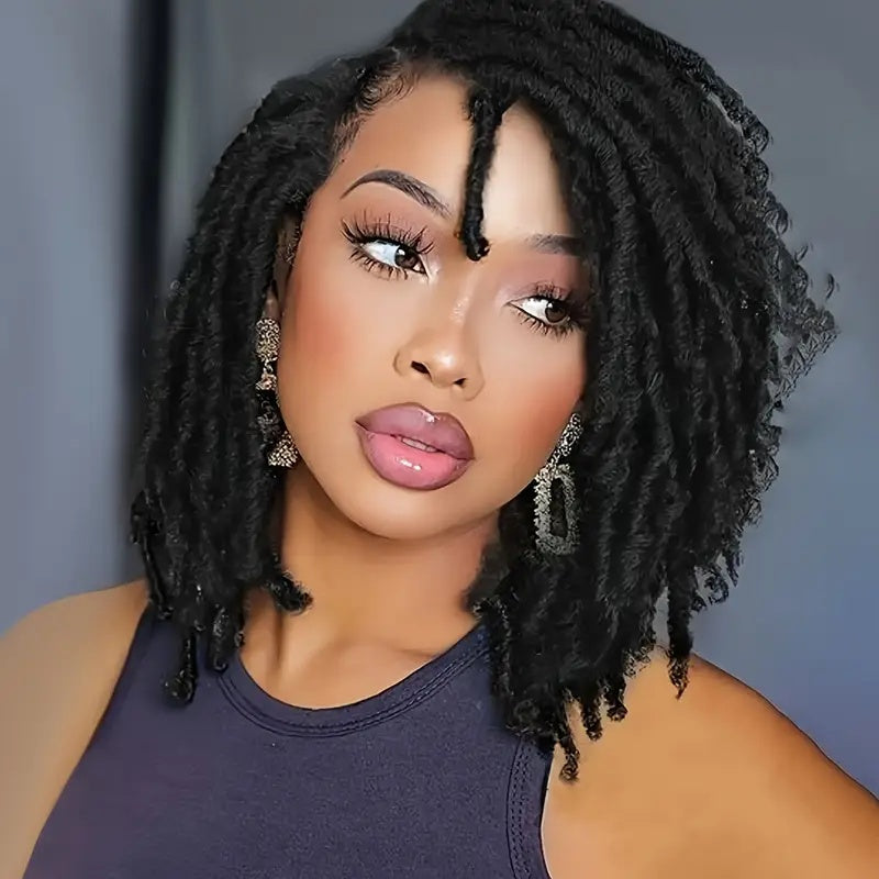 Short Hair Braided Non-toxic Wig African Curly Wig Synthetic Wig real Hair Braided Hook Braided Wig Dirty Braid Headgear