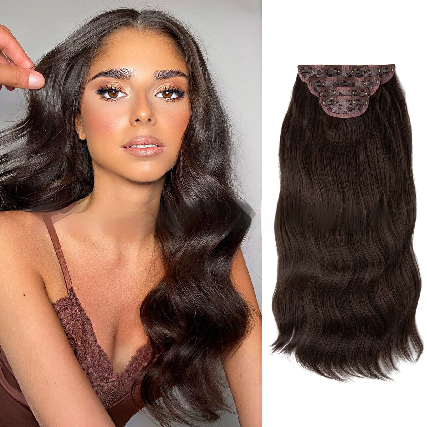 High-temperature Fiber Wig Women's Wig Set Four-piece [Set Real hair]