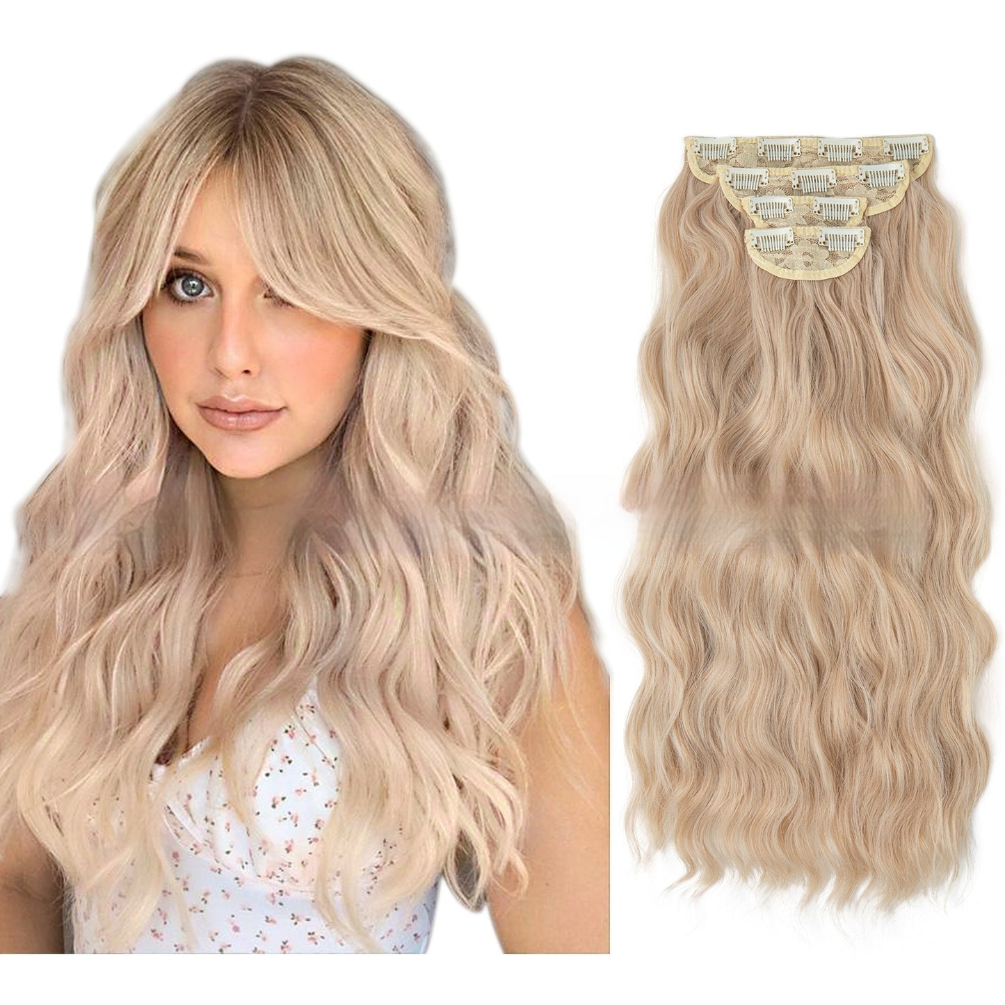 High-temperature Fiber Wig Women's Wig Set Four-piece [Set Real hair]