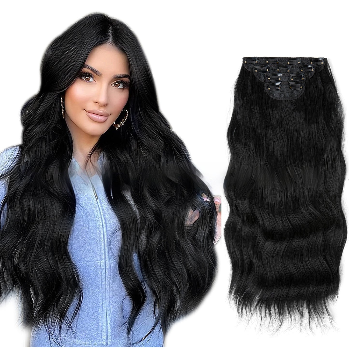 High-temperature Fiber Wig Women's Wig Set Four-piece [Set Real hair]