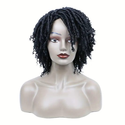 Short Hair Braided Non-toxic Wig African Curly Wig Synthetic Wig real Hair Braided Hook Braided Wig Dirty Braid Headgear