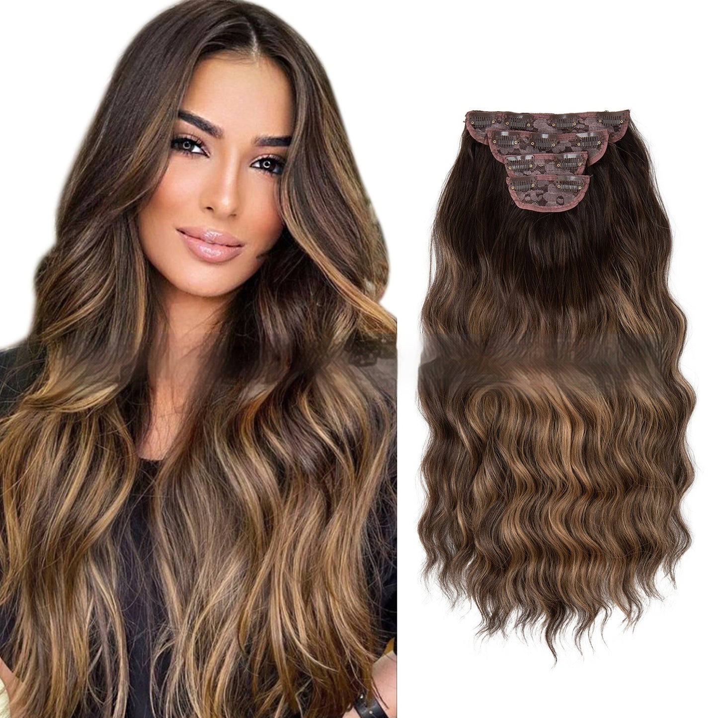 High-temperature Fiber Wig Women's Wig Set Four-piece [Set Real hair]
