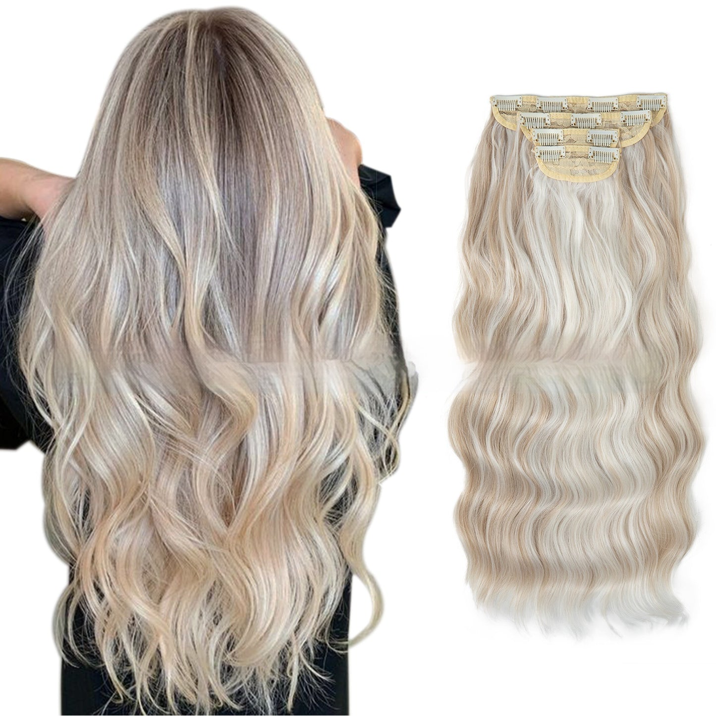 High-temperature Fiber Wig Women's Wig Set Four-piece [Set Real hair]