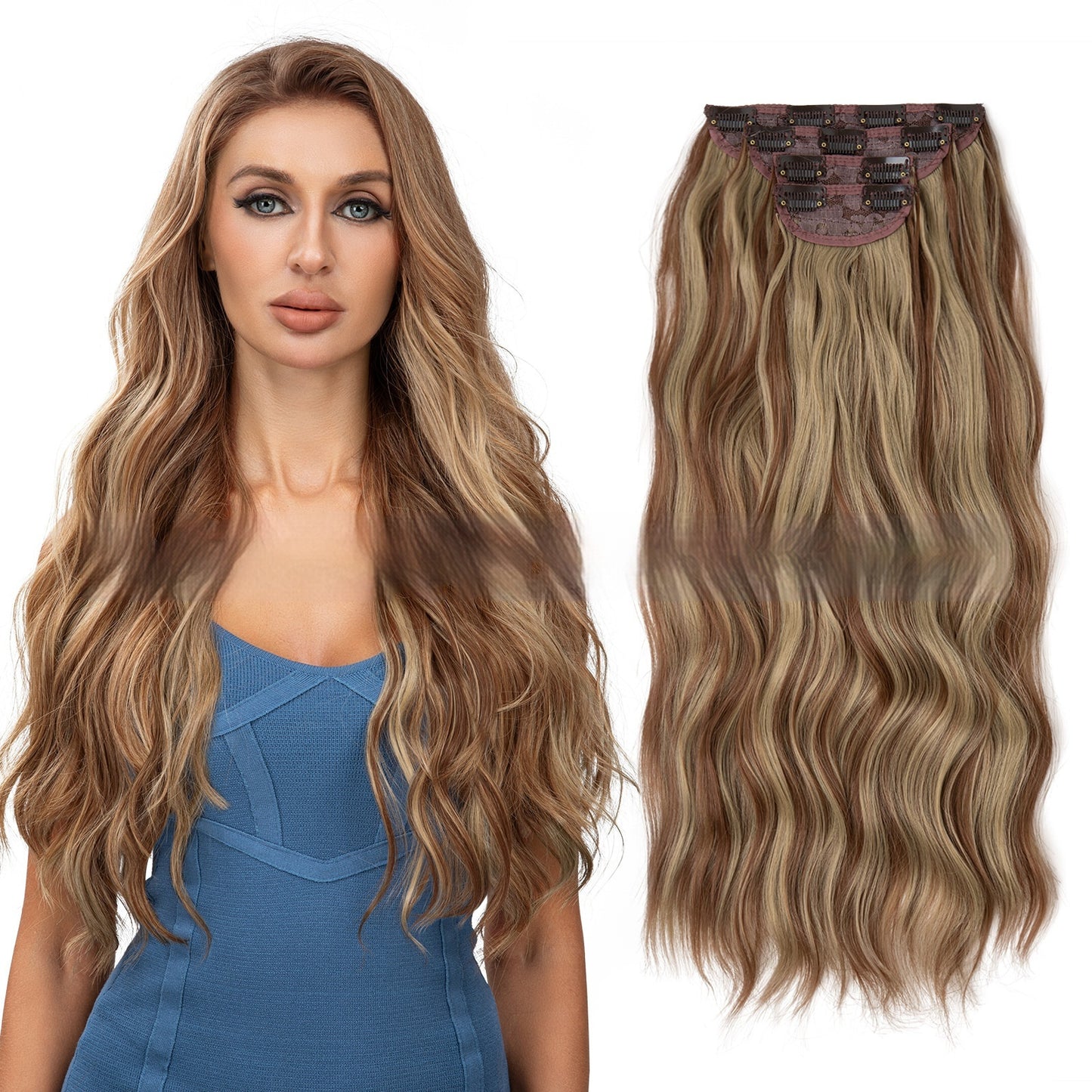 High-temperature Fiber Wig Women's Wig Set Four-piece [Set Real hair]