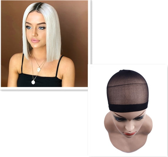 Ladies white & black WIG+ Headgear