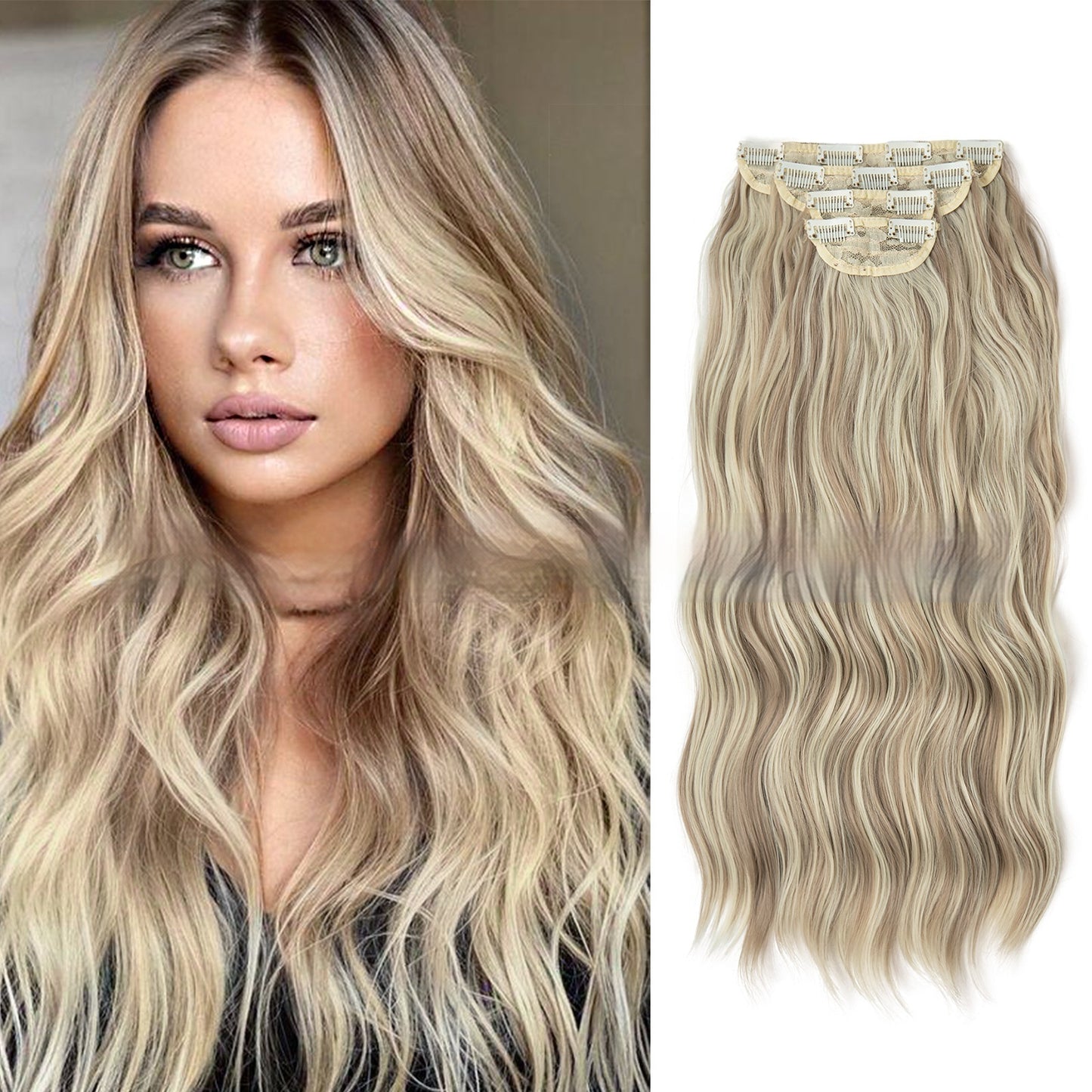 High-temperature Fiber Wig Women's Wig Set Four-piece [Set Real hair]