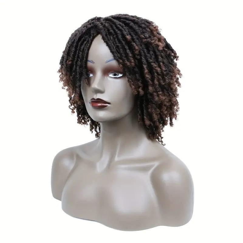 Short Hair Braided Non-toxic Wig African Curly Wig Synthetic Wig real Hair Braided Hook Braided Wig Dirty Braid Headgear