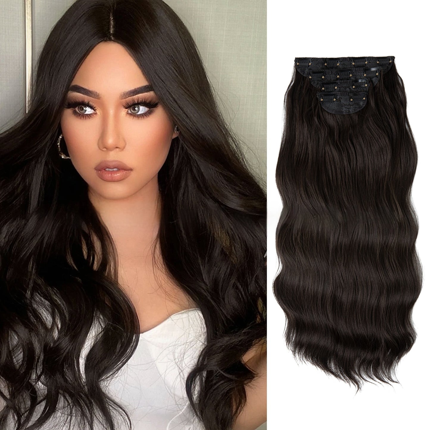 High-temperature Fiber Wig Women's Wig Set Four-piece [Set Real hair]