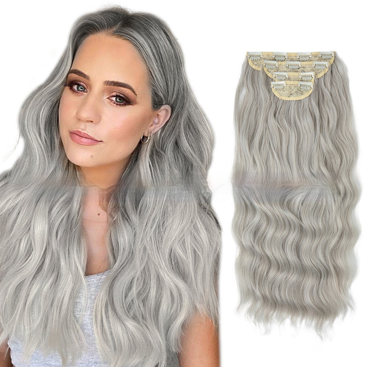 High-temperature Fiber Wig Women's Wig Set Four-piece [Set Real hair]