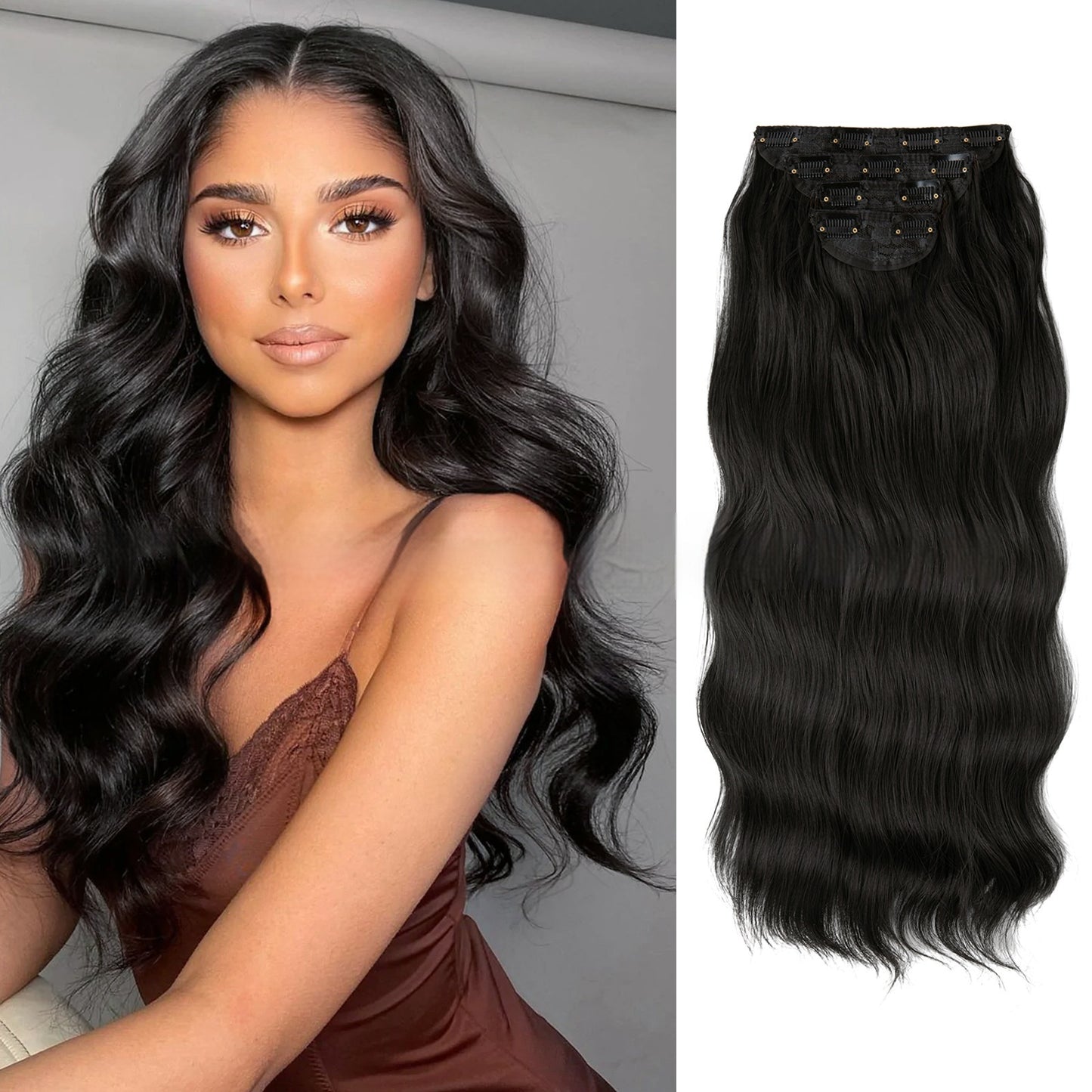 High-temperature Fiber Wig Women's Wig Set Four-piece [Set Real hair]