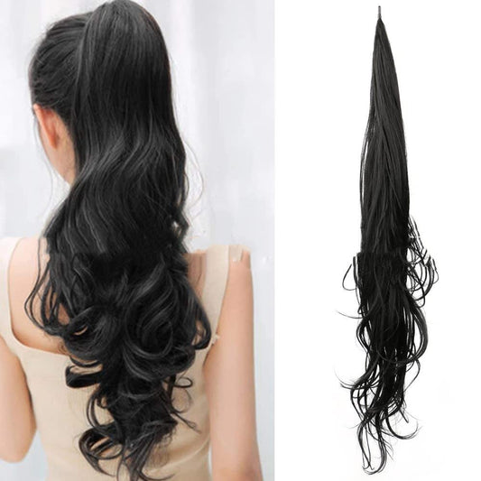 Brazilian HAIR Fiber Ponytail Wrap Wig For Black Queens