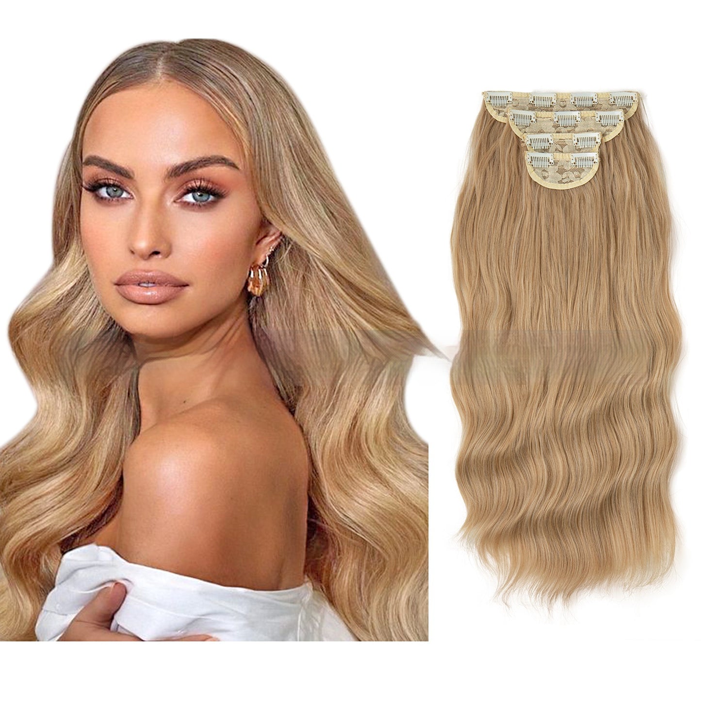 High-temperature Fiber Wig Women's Wig Set Four-piece [Set Real hair]