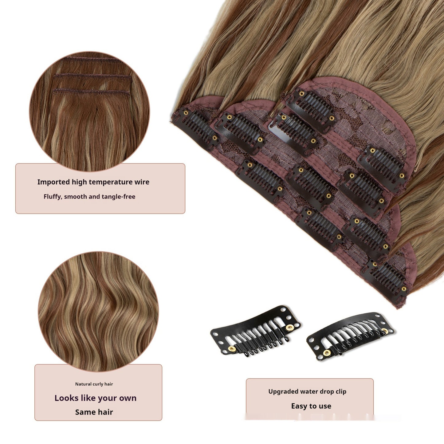 High-temperature Fiber Wig Women's Wig Set Four-piece [Set Real hair]