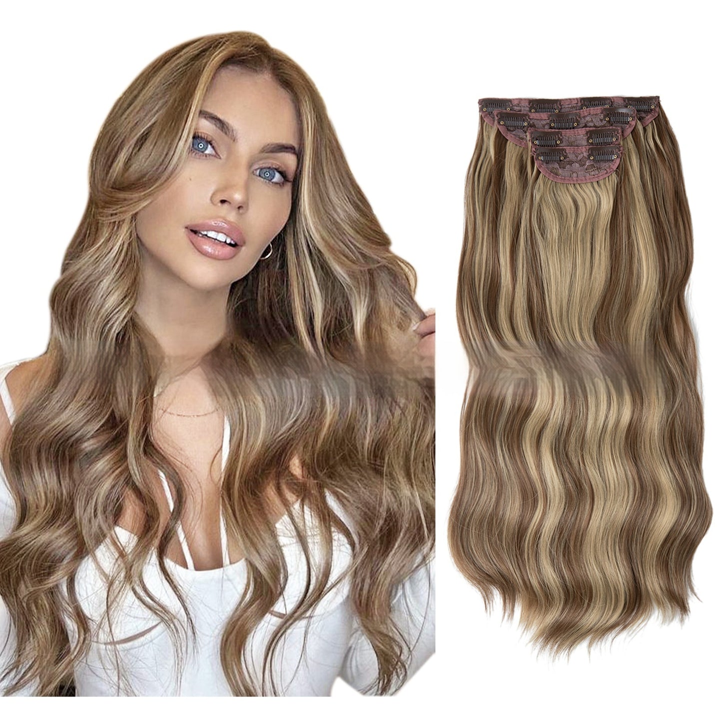 High-temperature Fiber Wig Women's Wig Set Four-piece [Set Real hair]