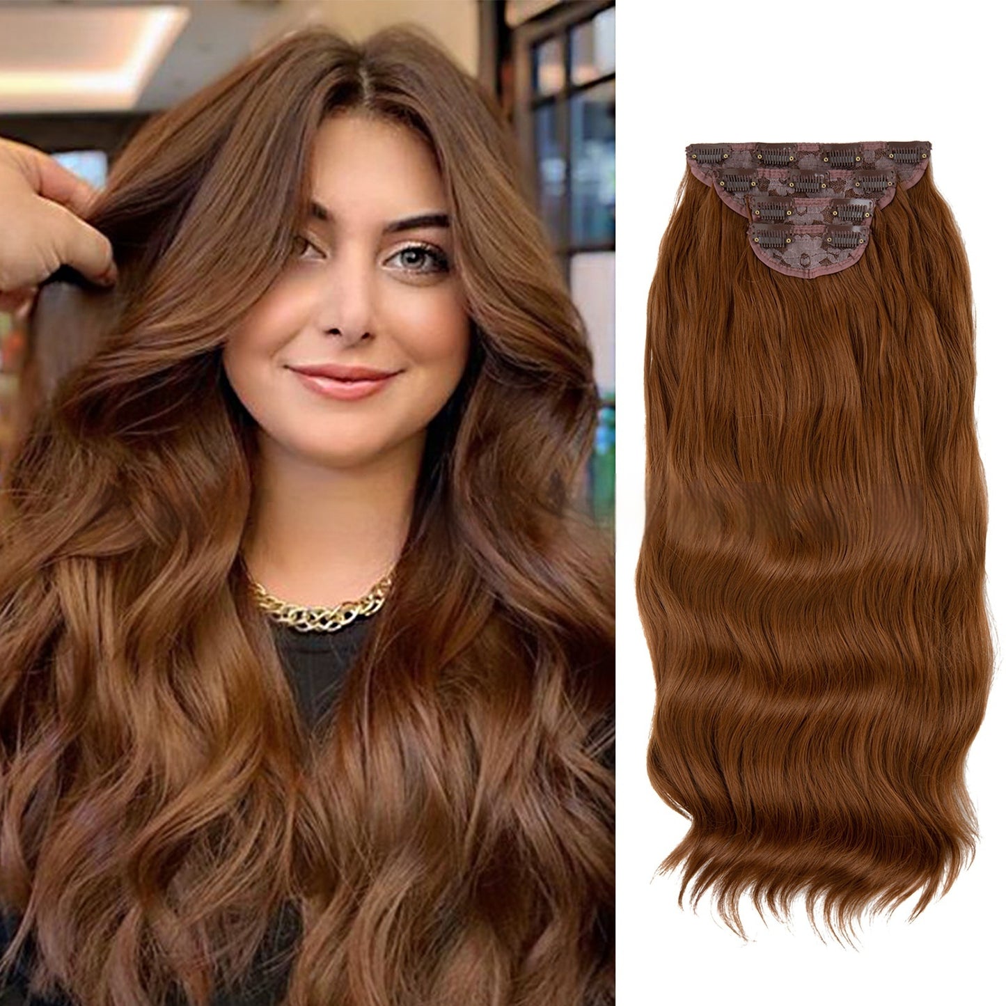 High-temperature Fiber Wig Women's Wig Set Four-piece [Set Real hair]