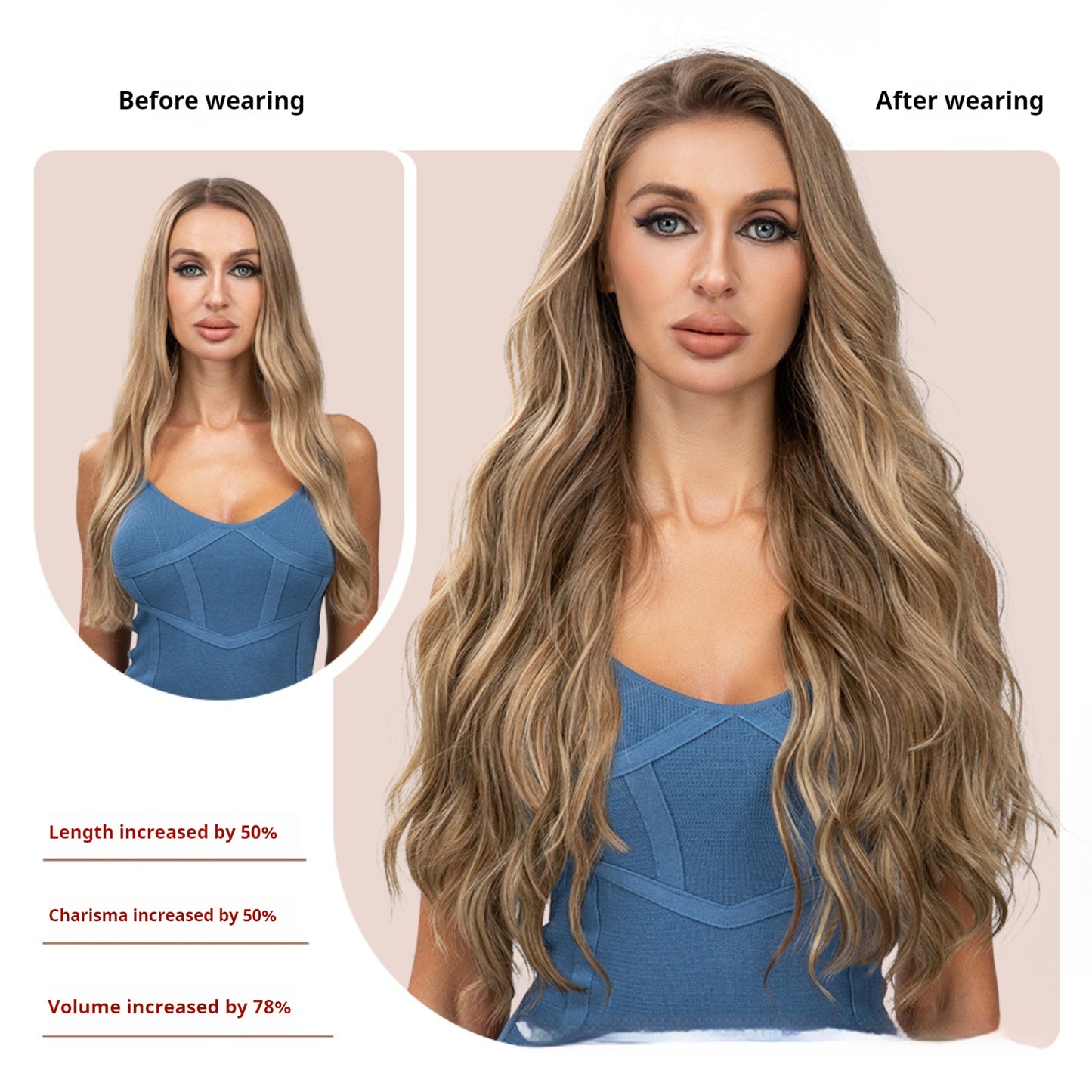 High-temperature Fiber Wig Women's Wig Set Four-piece [Set Real hair]