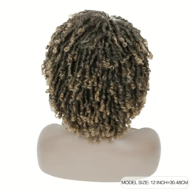 Short Hair Braided Non-toxic Wig African Curly Wig Synthetic Wig real Hair Braided Hook Braided Wig Dirty Braid Headgear