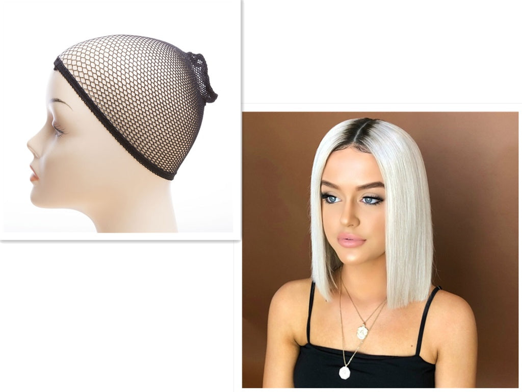 Ladies white & black WIG+ Headgear