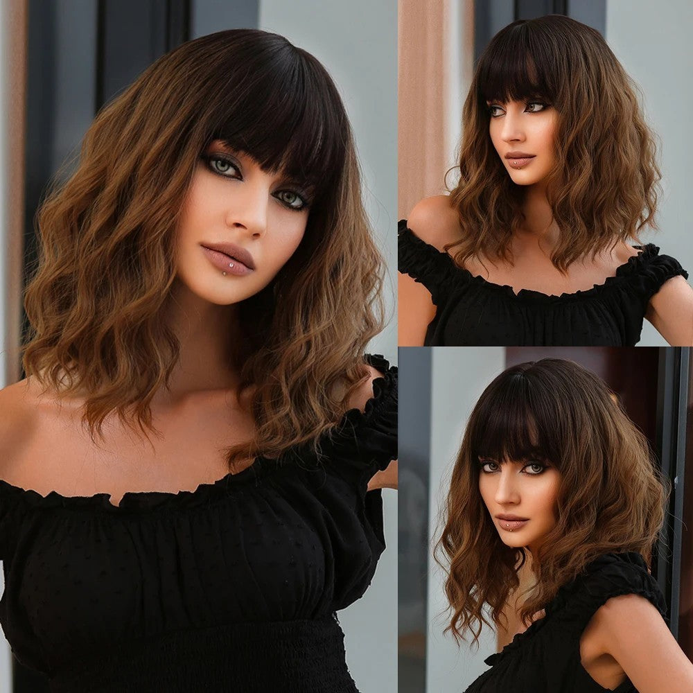 Wig Full-head Wig Bangs Short Curly Hair (BRAZILIAN HAIR)